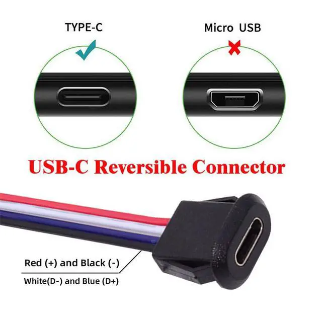 Alt view image 4 of 7 - xiwai 5pcs/Set DIY OEM Type C Female Socket to 4Pin Header Cable Type-C to 4P Terminal Wire with Pitch=2.0mm Latch Mount Type USB C Pigtail DC 5V Extension Power Cable
