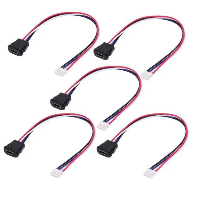 Alt view image 7 of 7 - xiwai 5pcs/Set DIY OEM Type C Female Socket to 4Pin Header Cable Type-C to 4P Terminal Wire with Pitch=2.0mm Latch Mount Type USB C Pigtail DC 5V Extension Power Cable