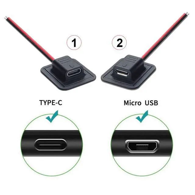 Alt view image 2 of 7 - xiwai 4pcs DIY OEM Type C Micro-USB DC 5V DC 5.5x2.1mm 3.5x1.35mm Power Extension Cable for Backpack Charging Electric Heating Pads