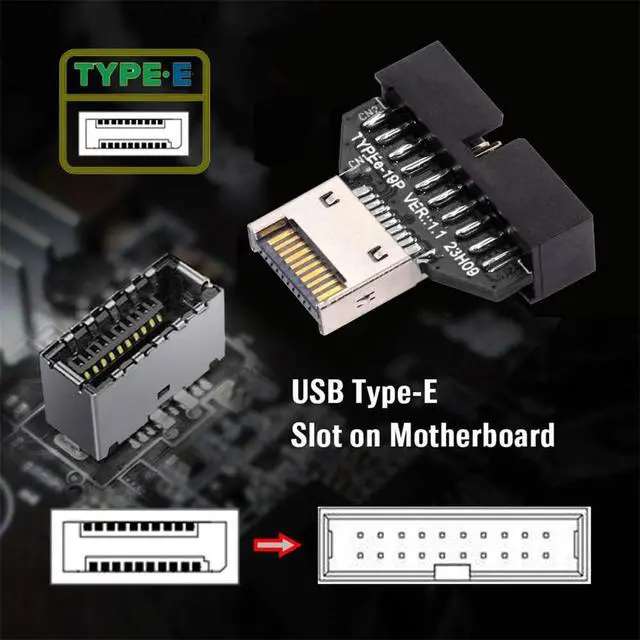 Alt view image 7 of 7 - xiwai USB 3.1 Front Panel Type-E IDC Extension Adapter Socket Header to USB 3.0 20Pin Header with CH334P for Desktop Motherboard