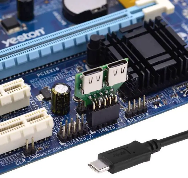 Alt view image 3 of 7 - xiwai USB 2.0 Internal 9pin 10pin Header to Dual Ports USB 3.1 Type-C USB-C Motherboard Adapter PCBA 480Mbps