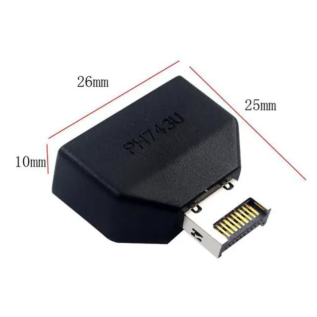 Alt view image 6 of 7 - Xiwai Type-E Key-A to 20Pin Header 10Gbps Overmold IDC Socket USB 3.1 Front Panel Header to USB 3.0 19Pin Extension Connector Adapter with CH334P