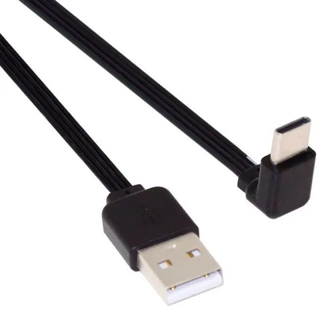 Main image of xiwai USB 2.0 Male to USB-C Type-C Up Down Angled 90 Degree Data Flat Slim FPC Cable for FPV & Disk & Phone 13cm