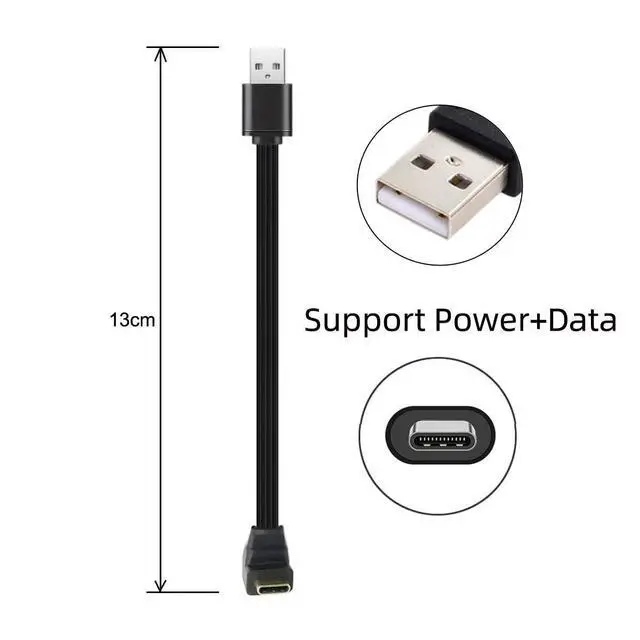 Alt view image 2 of 6 - xiwai USB 2.0 Male to USB-C Type-C Up Down Angled 90 Degree Data Flat Slim FPC Cable for FPV & Disk & Phone 13cm
