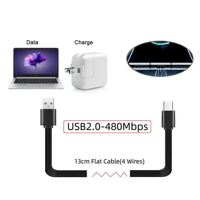 Alt view image 3 of 6 - xiwai USB 2.0 Male to USB-C Type-C Straight Type Data Flat Slim FPC Cable for FPV & Disk & Phone