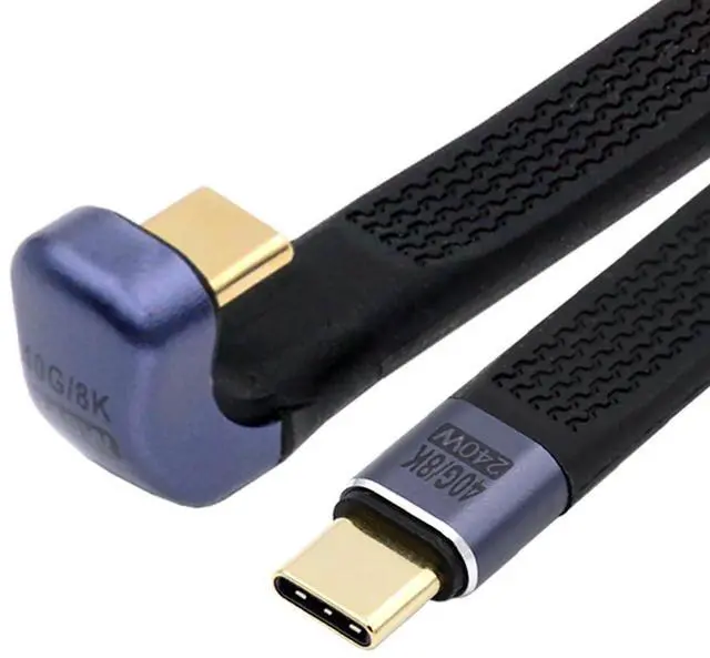 Main image of xiwai USB4 40Gbps Type-C USB-C Male to Male 240W 100W 8K Flat Slim FPC Data Opposite U Shape Back Angled Cable for Laptop Phone 13cm