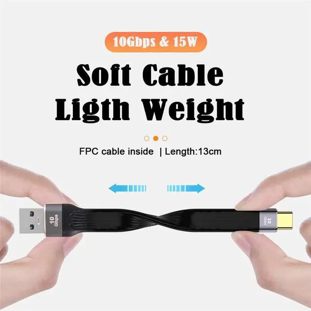 Alt view image 4 of 7 - xiwai 10Gbps USB 3.1 Type C Male Host to USB3.0 Type A Male Flat Slim FPC Data Cable for Laptop & Phone