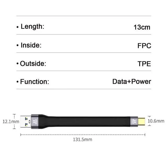 Alt view image 5 of 7 - xiwai 10Gbps USB 3.1 Type C Male Host to USB3.0 Type A Male Flat Slim FPC Data Cable for Laptop & Phone