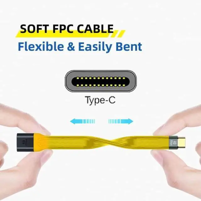 Alt view image 4 of 7 - xiwai USB 3.1 Type C Male Host to USB3.0 Type A Female OTG Flat Slim FPC Data Yellow Cable for Laptop Phone