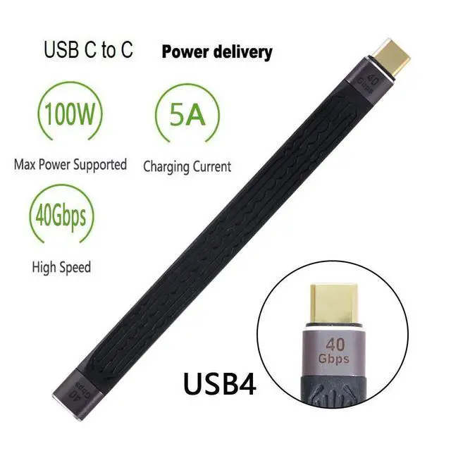 Alt view image 4 of 7 - xiwai USB4.0 Version USB4 Extension Cable 13cm Slim Flat Male to Female 40Gbps with 100W Charging and 8K@60Hz Compatible with Thunderbolt3/4