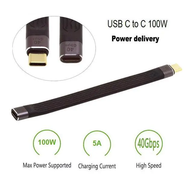 Alt view image 2 of 7 - xiwai USB4.0 Version USB4 Extension Cable 13cm Slim Flat Male to Female 40Gbps with 100W Charging and 8K@60Hz Compatible with Thunderbolt3/4
