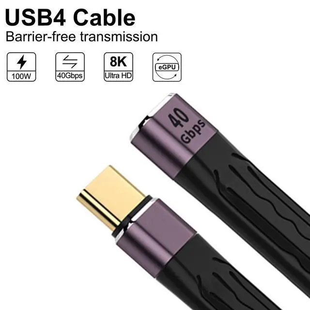 Alt view image 6 of 7 - xiwai USB4.0 Version USB4 Extension Cable 13cm Slim Flat Male to Female 40Gbps with 100W Charging and 8K@60Hz Compatible with Thunderbolt3/4
