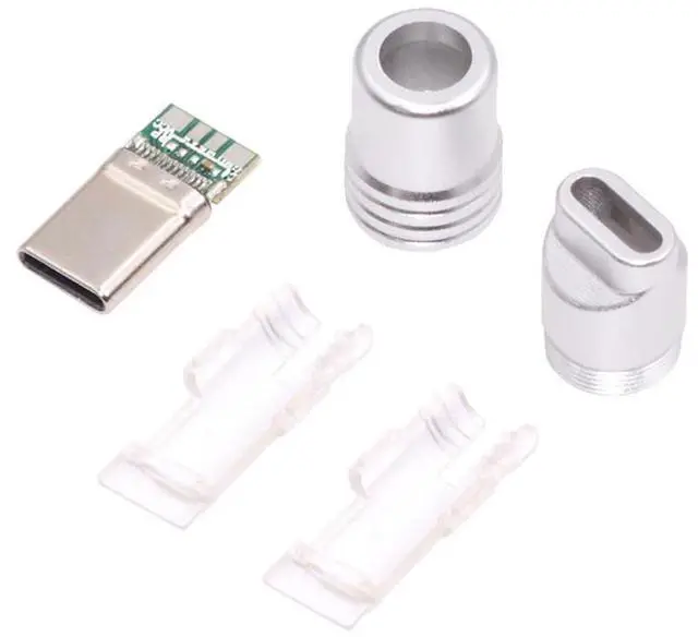 Main image of xiwai USB DIY Kit Welding Solder Type USB 3.1 Type-C Male Plug Connector with Silver Aluminum Alloy Shell Customization Repair Replacement for 4.0mm~6.0mm Cable
