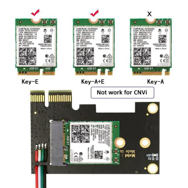 Alt view image 2 of 7 - Card Wireless NGFF A/E-Key WiFi Card to PCI-E Express 1x Adapter for WLAN Wifi6 Wifi7 Bluetooth (PCIE to A+E)