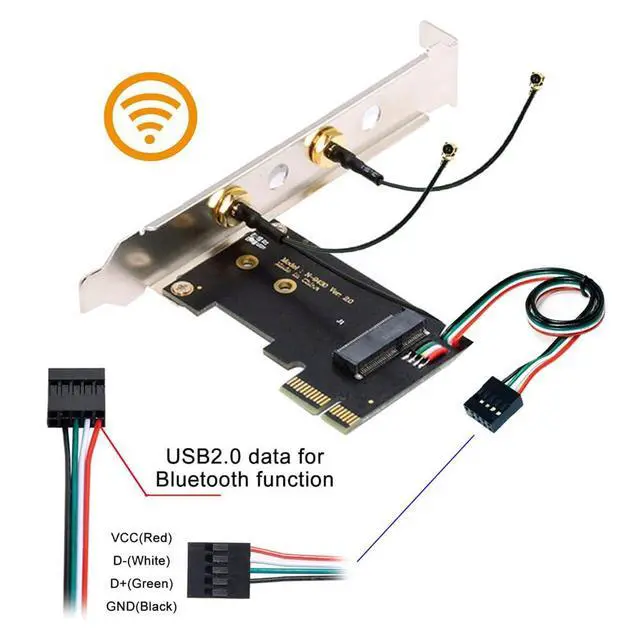 Alt view image 4 of 7 - Card Wireless NGFF A/E-Key WiFi Card to PCI-E Express 1x Adapter for WLAN Wifi6 Wifi7 Bluetooth (PCIE to A+E)