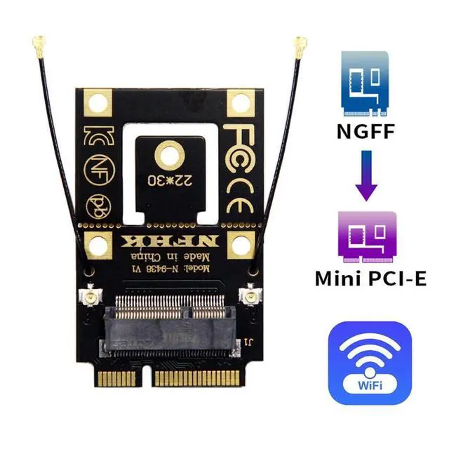 Alt view image 3 of 7 - Xiwai NGFF M.2 Key-A to Mini PCI-E PCI Express Converter Adapter for 9260 8265 7260 AC Card