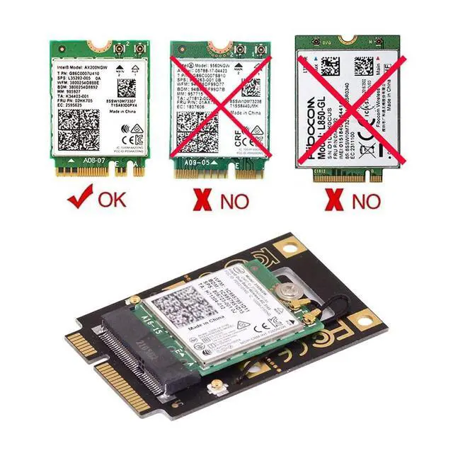 Alt view image 6 of 7 - Xiwai NGFF M.2 Key-A to Mini PCI-E PCI Express Converter Adapter for 9260 8265 7260 AC Card