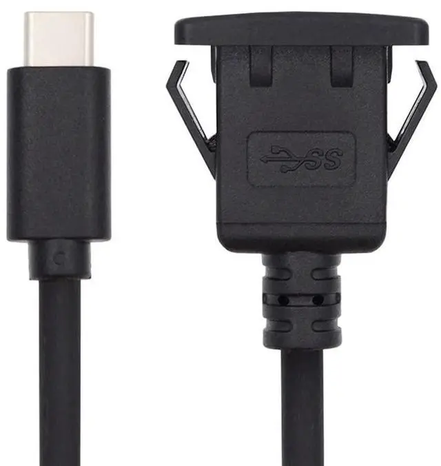 Main image of xiwai Waterproof Dustproof USB-C Type-C USB 3.1 10Gbps Extension Flush Car Latch Mount Extension Cable for Dashboard Panel