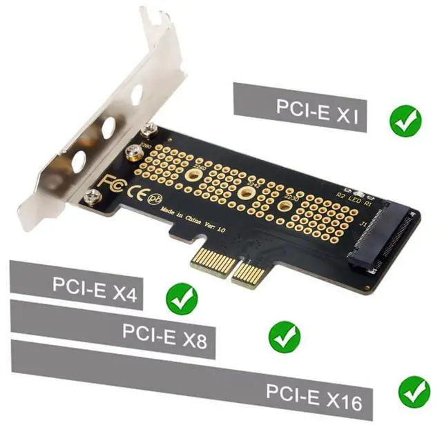 Alt view image 2 of 5 - JSER SER NVME to PCI-E 4.0 Low Profile PCI-E 3.0 x1 Lane to M.2 NGFF M-Key SSD Nvme AHCI PCI Express Adapter Card