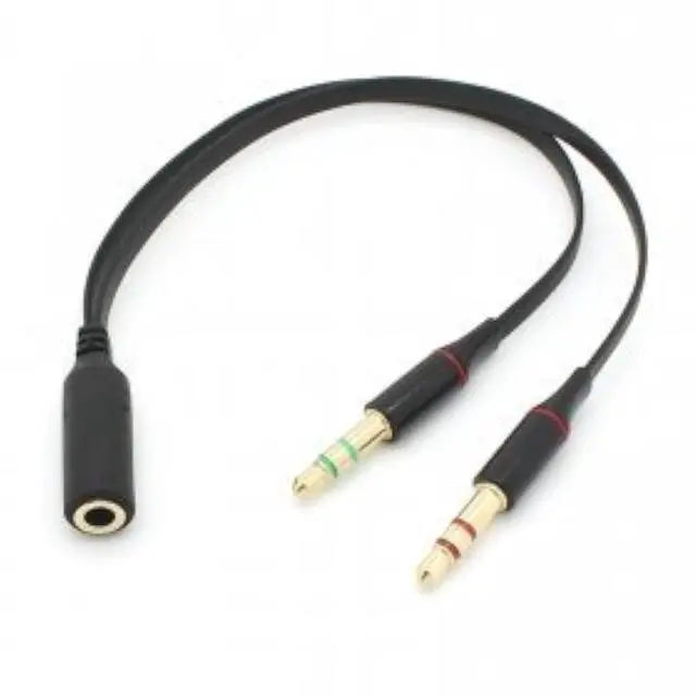 Main image of Xiwai Black Dual 3.5mm Male to Single Female Headphone Microphone Audio Splitter Cable for Cell Phone & Tablet & Laptop