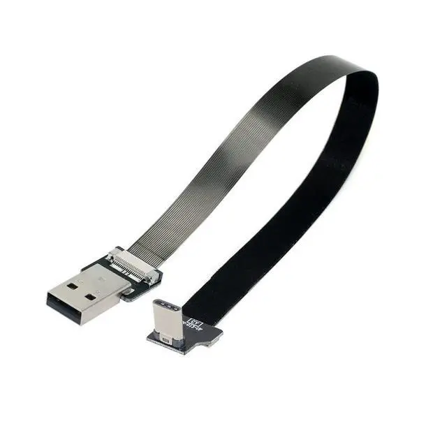 Alt view image 2 of 7 - xiwai 0.5M Up Down Angled USB 2.0 Type-A Male to USB-C Type-C Male Data Flat Slim FPC Cable for FPV & Disk & Phone