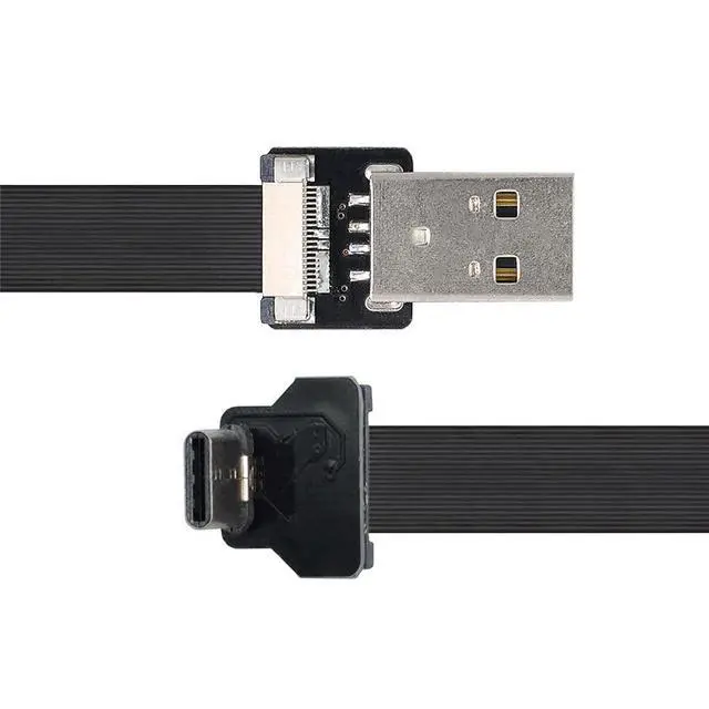 Alt view image 7 of 7 - xiwai 0.5M Up Down Angled USB 2.0 Type-A Male to USB-C Type-C Male Data Flat Slim FPC Cable for FPV & Disk & Phone