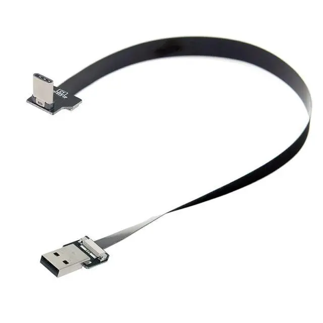 Alt view image 3 of 7 - xiwai 2.0M Up Down Angled USB 2.0 Type-A Male to USB-C Type-C Male Data Flat Slim FPC Cable for FPV & Disk & Phone