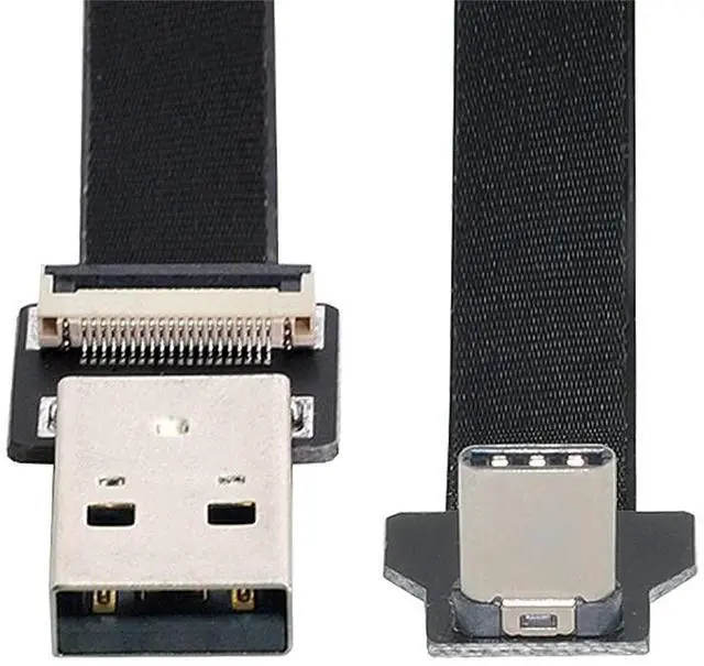 Main image of xiwai 0.5M Up Down Angled USB 2.0 Type-A Male to USB-C Type-C Male Data Flat Slim FPC Cable for FPV & Disk & Phone