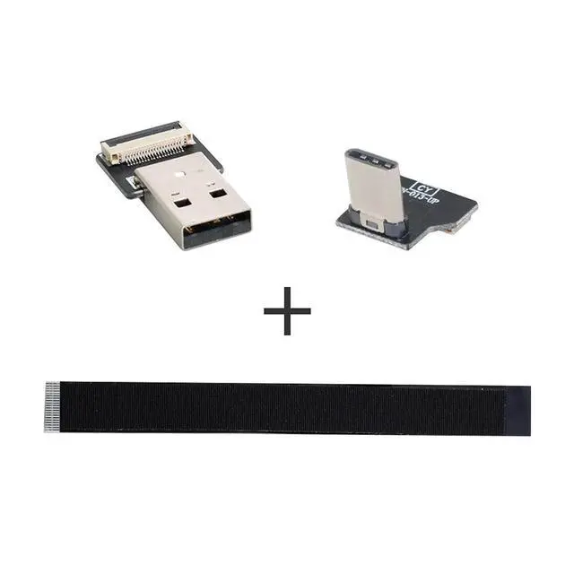 Alt view image 5 of 7 - xiwai 0.5M Up Down Angled USB 2.0 Type-A Male to USB-C Type-C Male Data Flat Slim FPC Cable for FPV & Disk & Phone