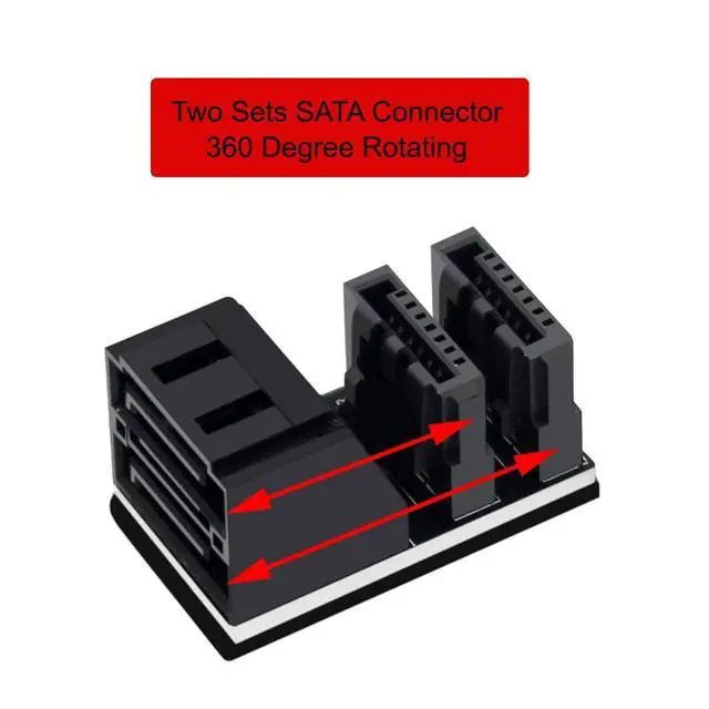 Alt view image 3 of 6 - xiwai SATA 7Pin Female to 7Pin Male Vertical 90 Degree Angled Adapter Dual Port Low Profile for Desktops SSD HDD Mainboard Motherboard