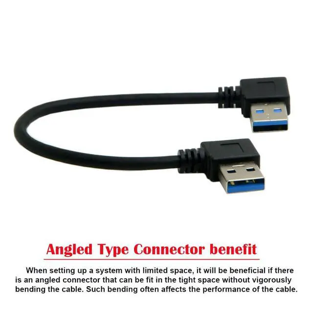 Alt view image 2 of 7 - JSER USB 3.0 Type A Male 90 Degree Left Angled to USB 3.0 A Type Right Angled Extension Cable Dual Angled Type 20cm