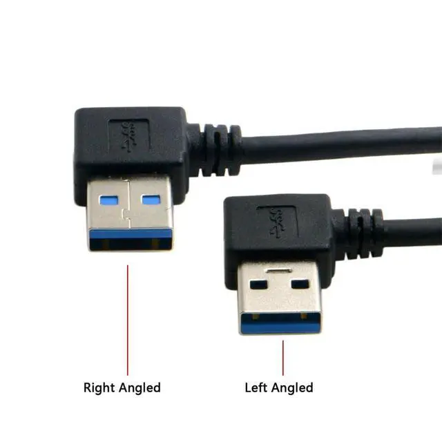 Alt view image 3 of 7 - JSER USB 3.0 Type A Male 90 Degree Left Angled to USB 3.0 A Type Right Angled Extension Cable Dual Angled Type 20cm