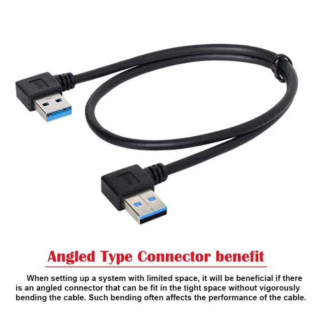 Alt view image 5 of 7 - JSER USB 3.0 Type A Male 90 Degree Left Angled to USB 3.0 A Type Right Angled Extension Cable Dual Angled Type 20cm