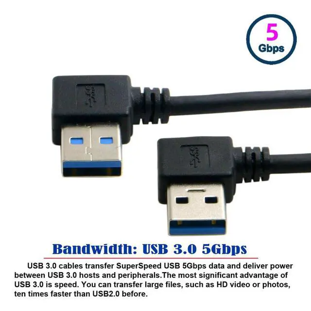 Alt view image 6 of 7 - JSER USB 3.0 Type A Male 90 Degree Left Angled to USB 3.0 A Type Right Angled Extension Cable Dual Angled Type 20cm
