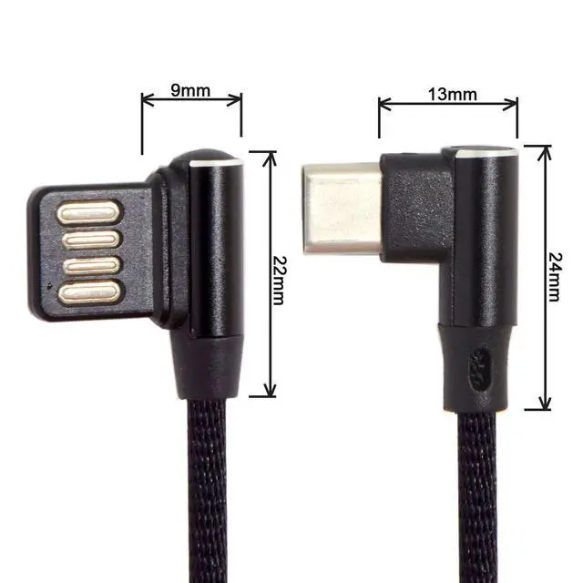 Alt view image 6 of 7 - JSER USB-C 3.1 Type-C Male to Left Angled 90 Degree USB 2.0 Data Cable 15cm Dual Angled Type (Type-C)
