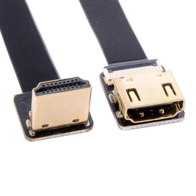 Alt view image 2 of 7 - JSER CYFPV Down Angled 90 Degree HDMI Male to Female FPC Flat Cable for HDTV Multicopter Aerial Photography (0.5m)