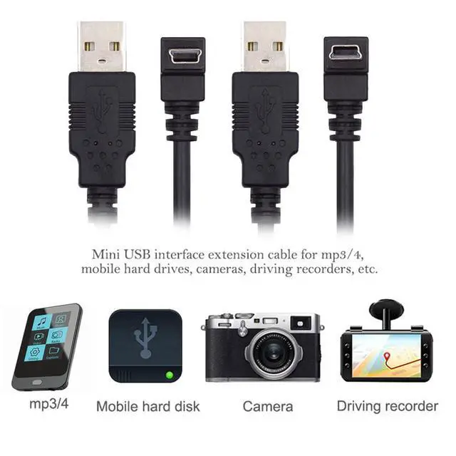 Alt view image 6 of 7 - JSER Mini USB B Type Down & Up Angled 90 Degree to USB 2.0 Male Data Power Cable 2pcs/lot 50cm