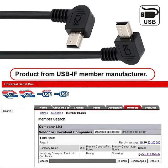 Alt view image 6 of 7 - JSER Mini USB B Type Left & Right Angled 90 Degree to USB 2.0 Male Data Power Cable 2pcs/lot 50cm