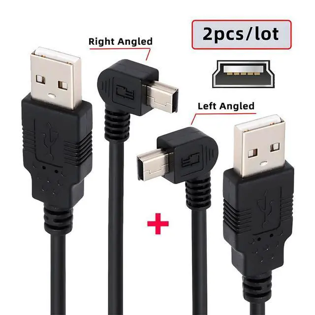 Alt view image 2 of 7 - JSER Mini USB B Type Left & Right Angled 90 Degree to USB 2.0 Male Data Power Cable 2pcs/lot 50cm