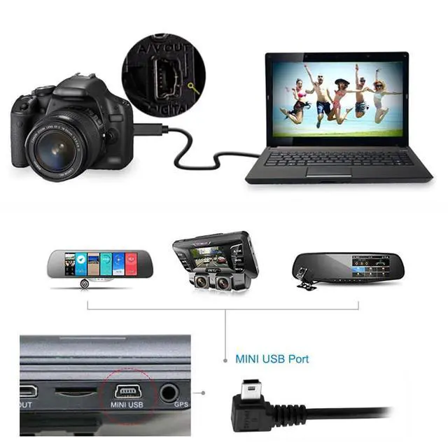 Alt view image 5 of 7 - JSER Mini USB Type-B 5pin Male Right Angled 90 Degree to USB 2.0 Male Power Data Cable 50cm
