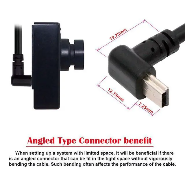 Alt view image 6 of 7 - JSER Mini USB2.0 Type-B 5Pin Male Up Angled 90 Degree Connector to USB 2.0 Male Type-A Power Data Cable 50cm for Camera GPS MP3 MP4