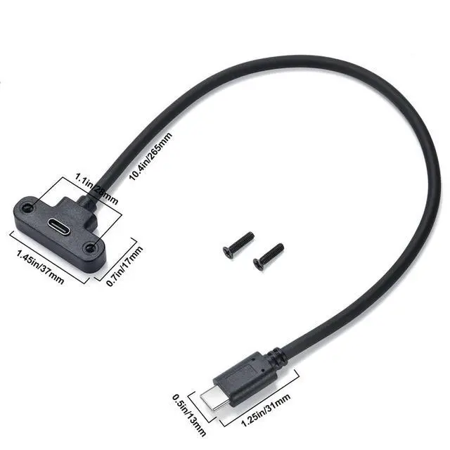 Alt view image 2 of 7 - xiwai USB-C 480Mbps Extension Data Cable USB Type-C Male to Up Angled Female with Screw Locking Fixed Panels Extender for Camera VR 0.3M