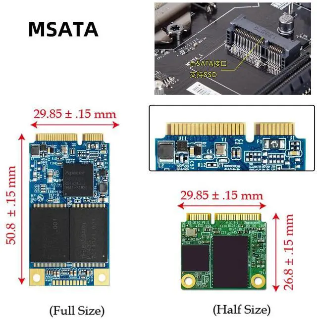 Alt view image 2 of 6 - Chenyang Slim Type 68pin mSATA SSD to 2.5" SATA 3.0 22pin 6Gbps HDD Adapter Hard Disk PCBA