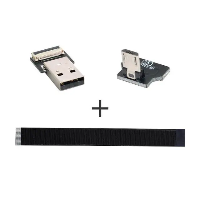 Alt view image 7 of 7 - xiwai 0.2M Down Angled USB 2.0 Type-A Male to Micro USB 5Pin Male Data Flat Slim FPC Cable for FPV & Disk & Phone