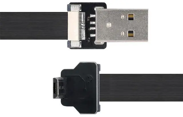 Alt view image 3 of 7 - xiwai 0.2M Down Angled USB 2.0 Type-A Male to Micro USB 5Pin Male Data Flat Slim FPC Cable for FPV & Disk & Phone