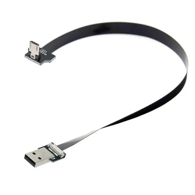 Alt view image 3 of 7 - xiwai 2.0M Down Angled USB 2.0 Type-A Male to Micro USB 5Pin Male Data Flat Slim FPC Cable for FPV & Disk & Phone