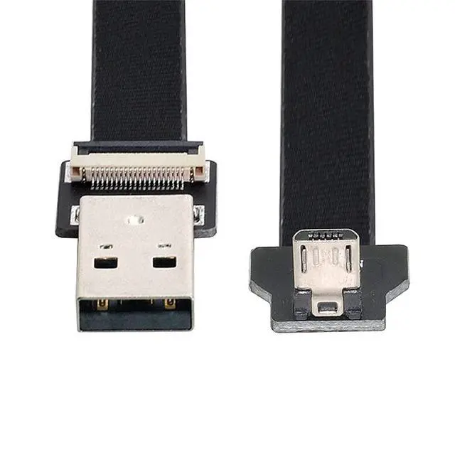 Alt view image 2 of 7 - xiwai 2.0M Down Angled USB 2.0 Type-A Male to Micro USB 5Pin Male Data Flat Slim FPC Cable for FPV & Disk & Phone