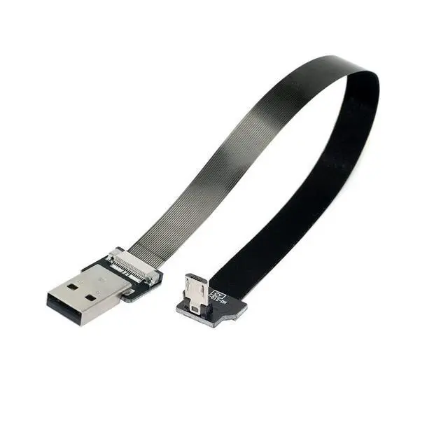 Alt view image 3 of 7 - xiwai 1.0M Down Angled USB 2.0 Type-A Male to Micro USB 5Pin Male Data Flat Slim FPC Cable for FPV & Disk & Phone