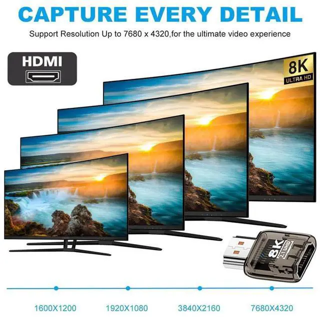 Alt view image 5 of 7 - xiwai HDMI Male to HDMI 2.1 Female Adapter UHD 8K 60hz HDTV Converter Extender Transparent with Smart LED Light for Monitor TV Projector
