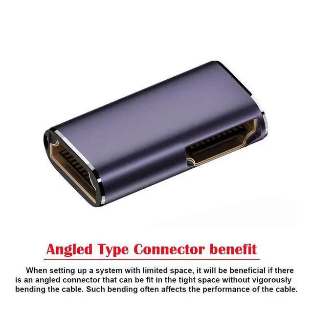 Alt view image 5 of 7 - xiwai HDMI 8K Female to HDMI 2.1 Female 90 Degree Angled UHD Extension Gold Converter Adapter Support 8K 60hz HDTV